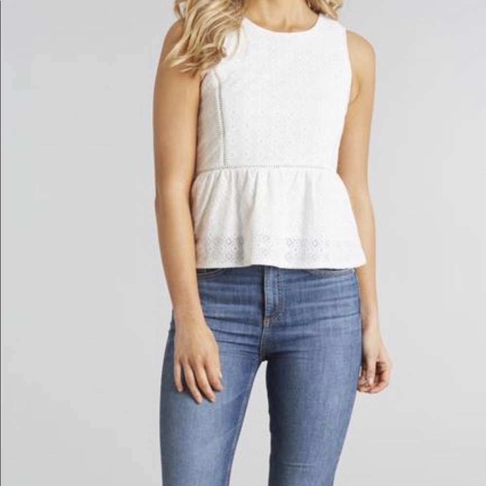 Juliet Eyelet Peplum Tank Top Blouse